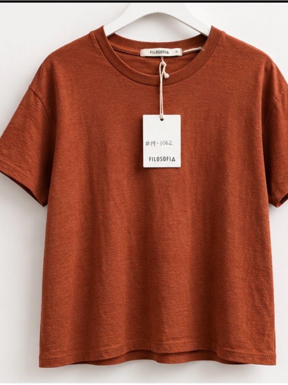 Filosofia Hemp Cotton Relaxed Tee | Made in USA | Small | Rust Terracotta | NWT